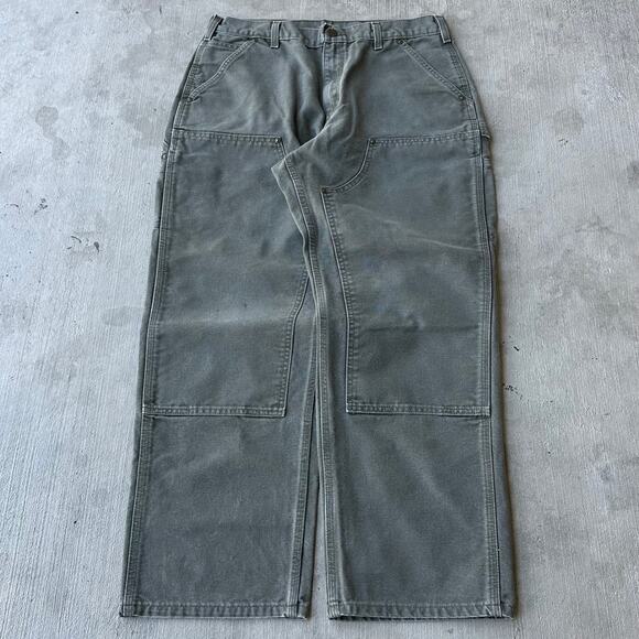 Vintage Y2K Carhartt MOS green double knee work wear carpenter pants - Picture 1 of 7